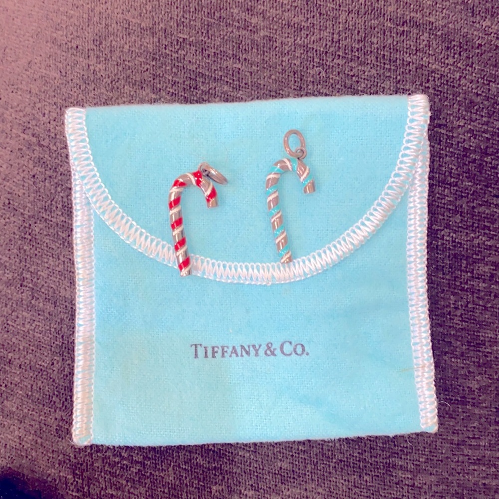 Tiffany & Co. Candy cane pendants one blue one red